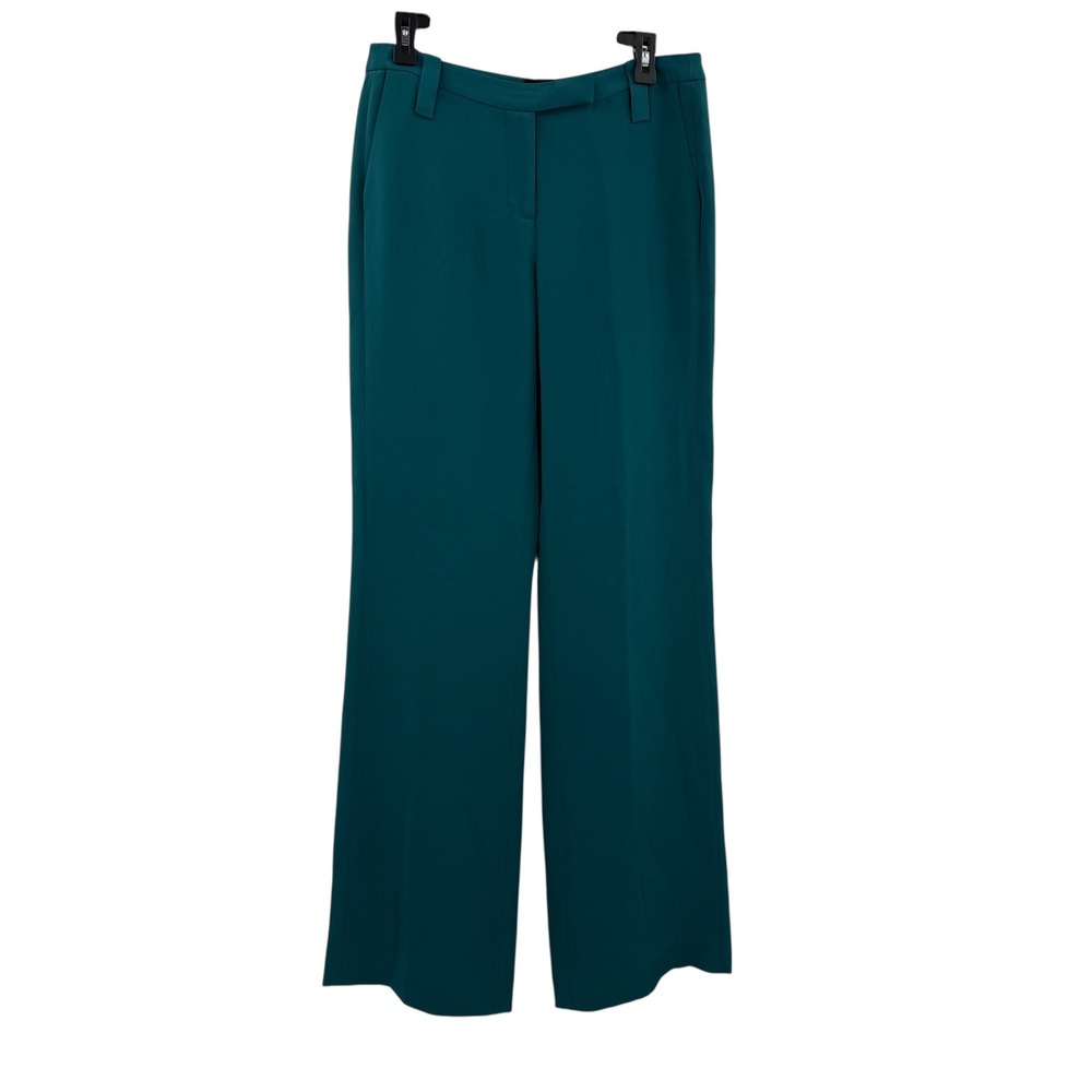 Paige Black Label Silk Wide Leg Trousers Gem Teal Green Career Pants Size 6